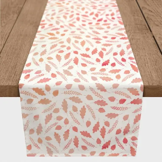 72" Watercolor Leaf Pattern Cotton Twill Runner {1}