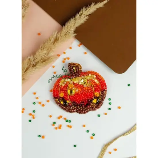 Abris Art Golden Pumpkin Bead Embroidery Decoration Kit {1}