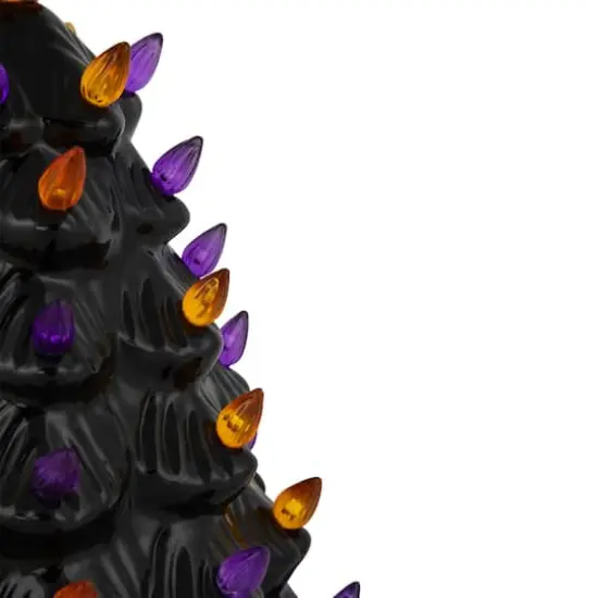 14.75" Black LED Ceramic Halloween Tree with Pumpkin {3}