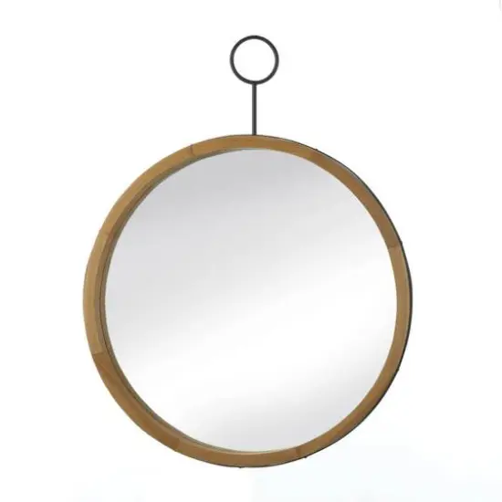 Nikki Chu Eva Round Wood Mirror with Hook {1}