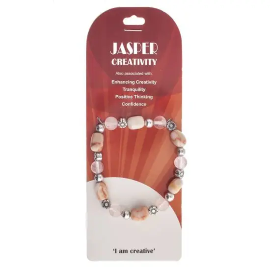 John Bead Pink Zebra Jasper & Rose Quartz Stretch Bracelet {5}