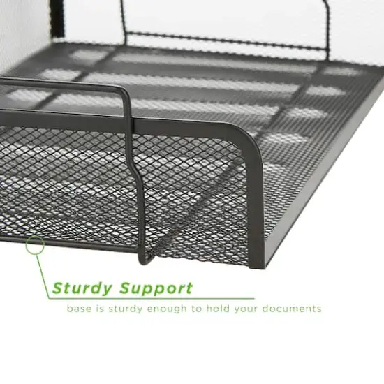 Mind Reader Stackable Metal Mesh Tray & Desk Document Organizer Set Black {9}