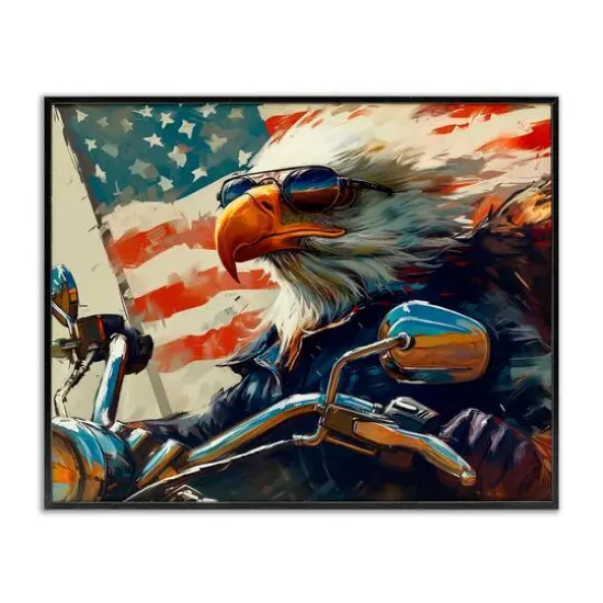 Stupell Industries Patriotic Bald Eagle Framed Giclee Art Black {1}