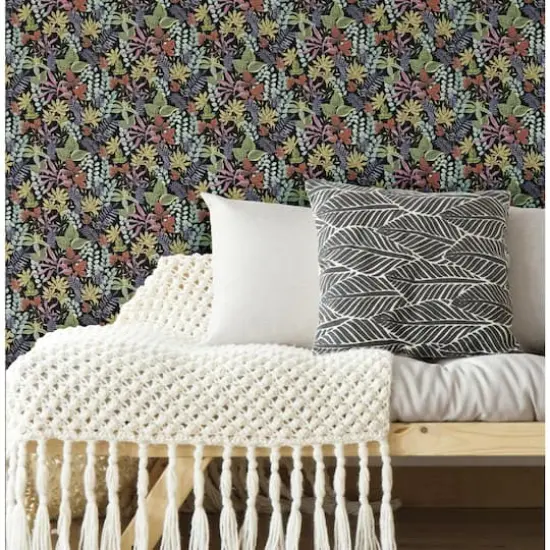 RoomMates Watercolor Tropics Peel & Stick Wallpaper Black/Yellow {4}