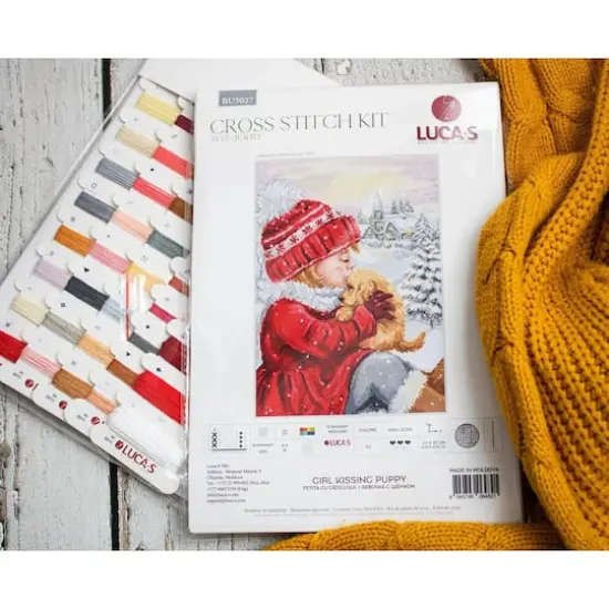 Luca-S Girl Kissing Puppy Counted Cross Stitch Kit {4}