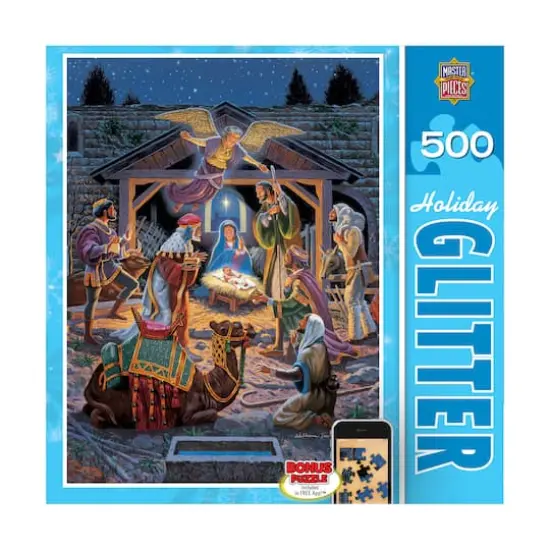 Holy Night 500 Piece Holiday Glitter Puzzle {1}