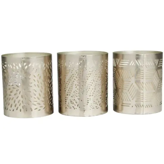 White Wax Vanilla Marshmallow Scented Candle with Geometric Silver Containers, 3ct. {5}