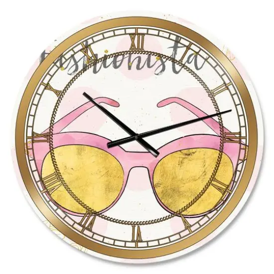 Designart 'Fashion Glam Accessories Pink Glam Wall Clock {1}