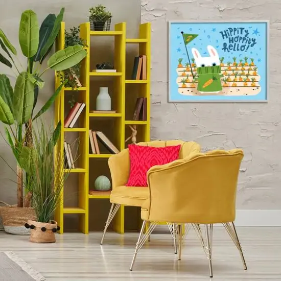 Stupell Industries Hippity Hoppity Hello Bunny Framed Giclee Art Gray {3}