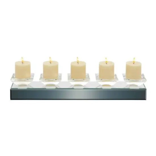 24" Clear Mirror Glam Candlestick Holder {1}