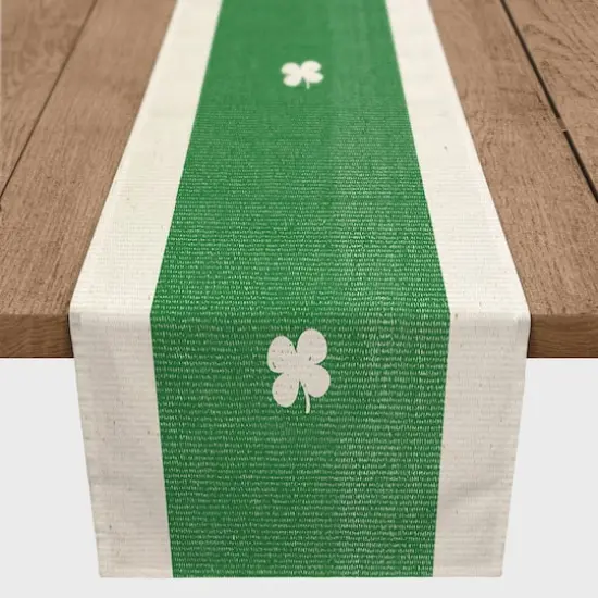 Clover Green Stripes Long 16" x 90" Cotton Twill Runner {4}
