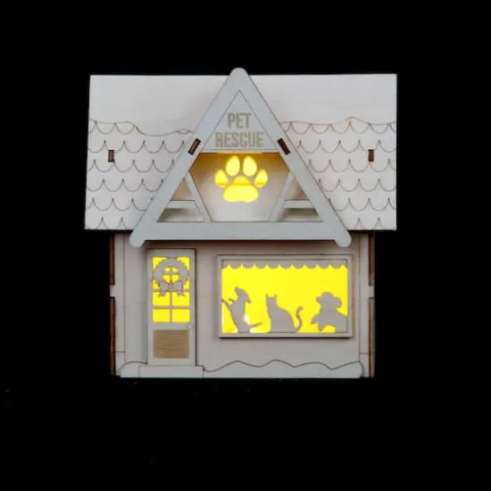 6" Unfinished Village Pet Rescue DIY LED Wood D&eacute;cor by Make Market&reg; {3}