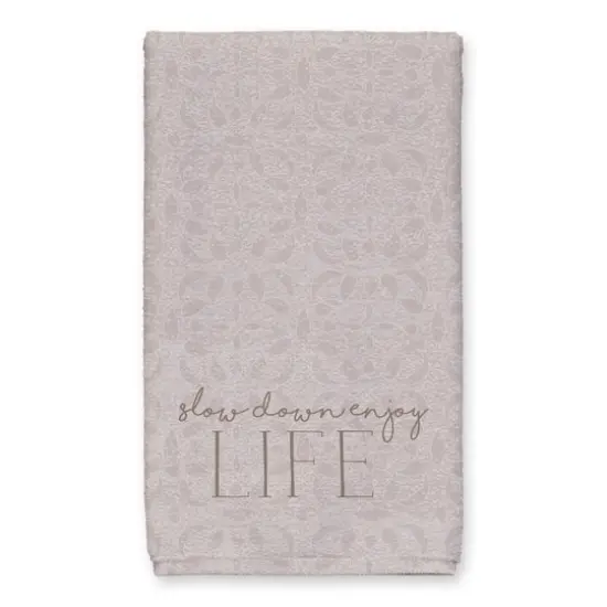 Slow Down Enjoy Life Tea Towel Set Tan {3}