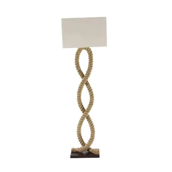 Brown Jute Rope and Iron Rustic Floor Lamp, 63" x 20" x 9" {3}