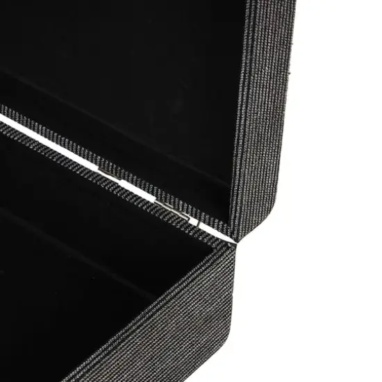 Black Fabric Woven Storage Decorative Trunk with Silver Latches & Buckles Set {5}