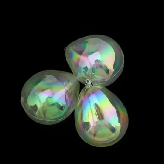 3ct. 4.75" Clear Shatterproof Iridescent Christmas Teardrop Ornaments {1}