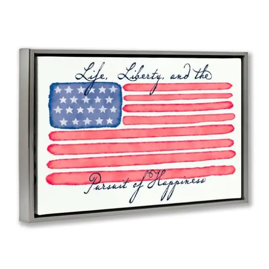 Stupell Industries All American Patriotic Phrase Floater Framed Art Gray {4}