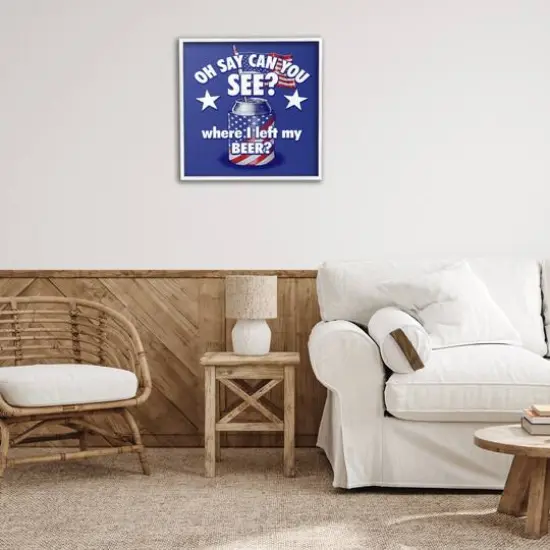 Stupell Industries Funny Patriotic Beer Framed Giclee Art White {3}