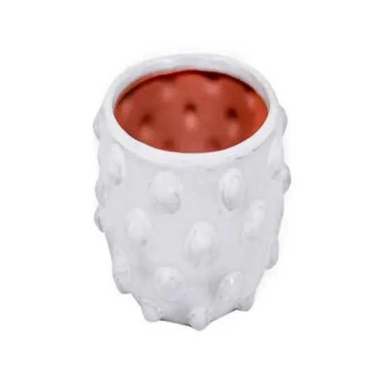 Hello Honey&reg; 5.5" White Bubbled Design Terra Cotta Planter {1}