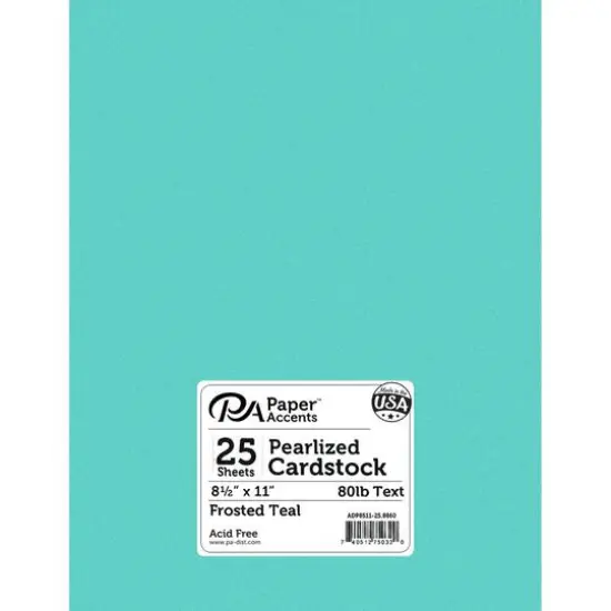 PA Paper&trade; Accents Pearlized 8.5" x 11" 80lb. Paper, 25 Sheets Frosted Teal {1}