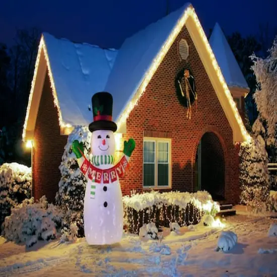 Mr. Christmas 10ft. Merry Snowman Outdoor Lit Inflatable {3}