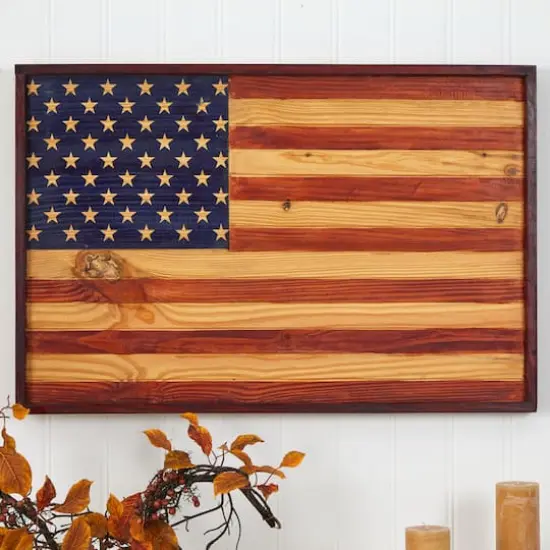 36" Wood American Flag Wall D&eacute;cor {4}