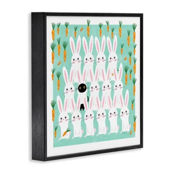 Stupell Industries Cat Mixed with Bunnies Framed Giclee Art Black {4}