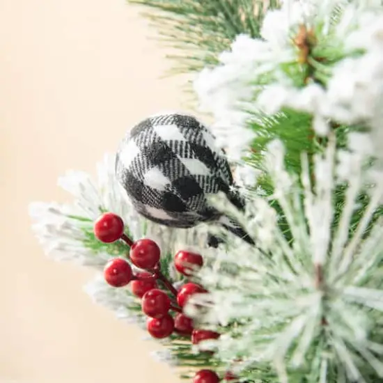 Glitzhome&reg; 21" Flocked Pine & Berries Table Tree {5}
