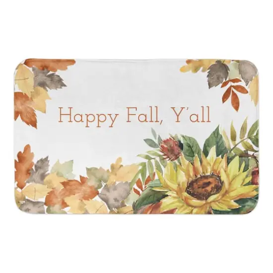 Floral Happy Fall Y'all Bath Mat {1}