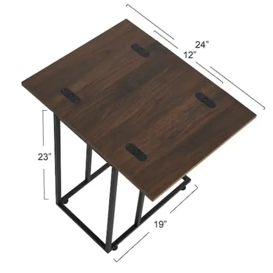 Household Essentials Jamestown Extendable C-Shaped End Table Walnut {5}