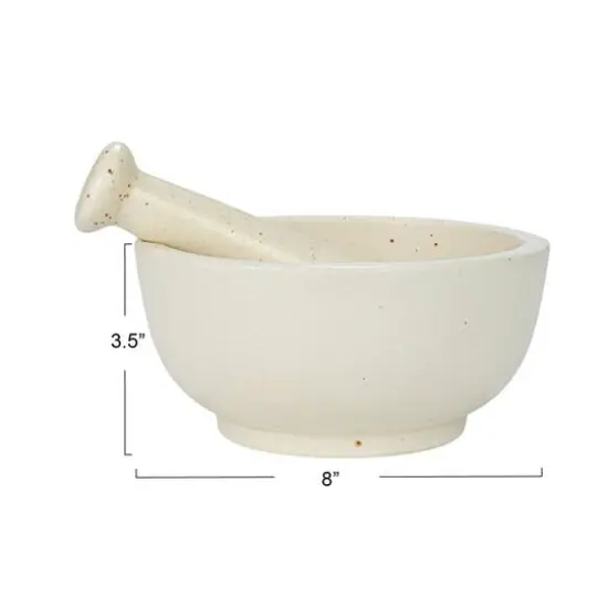 Hello Honey&reg; White Round Stoneware Mortar & Pestle Set {5}