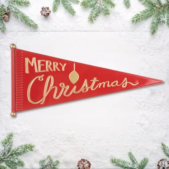 Glitzhome&reg; 25" "Merry Christmas" Metal Pennant Wall D&eacute;cor {6}