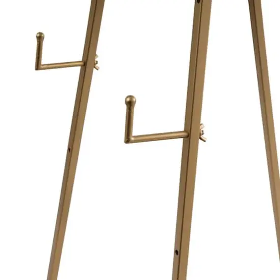 51.5" Gold Metal Adjustable Minimalistic Floor Easel with Circular Ring Top {5}