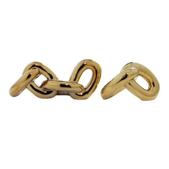 CosmoLiving by Cosmopolitan Gold Porcelain Glam Chain Sculpture Set {9}