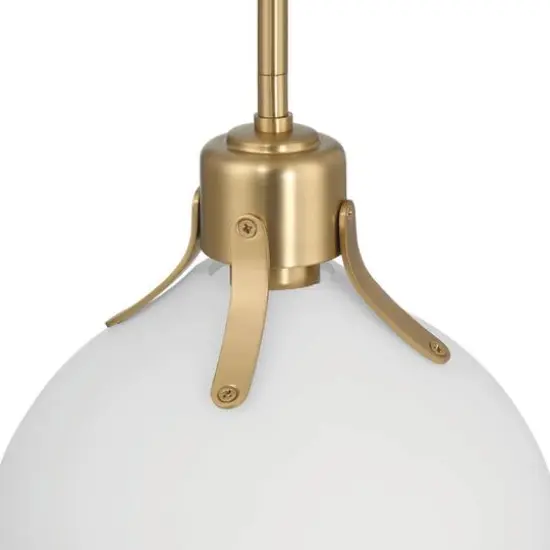 Hello Honey&reg; Delano Gold & White Industrial Metal & Etched Glass Ceiling Light {6}