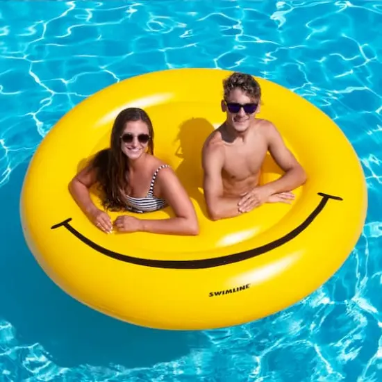 72" Inflatable Yellow Smiley Face 2-Person Raft {3}