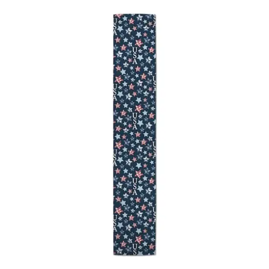 72" Floral Stars Pattern Cotton Twill Table Runner {4}