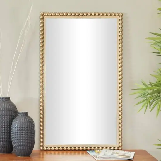 CosmoLiving by Cosmopolitan 40" Beaded Metal Wall Mirror Gold {3}