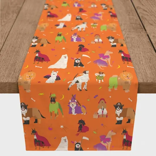 Dogs in Halloween Costume Cotton Twill Table Runner {4}