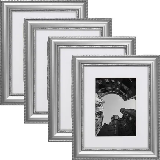 4 Pack Craig Frames Victoria Ornate Silver Picture Frame with Mat {7}