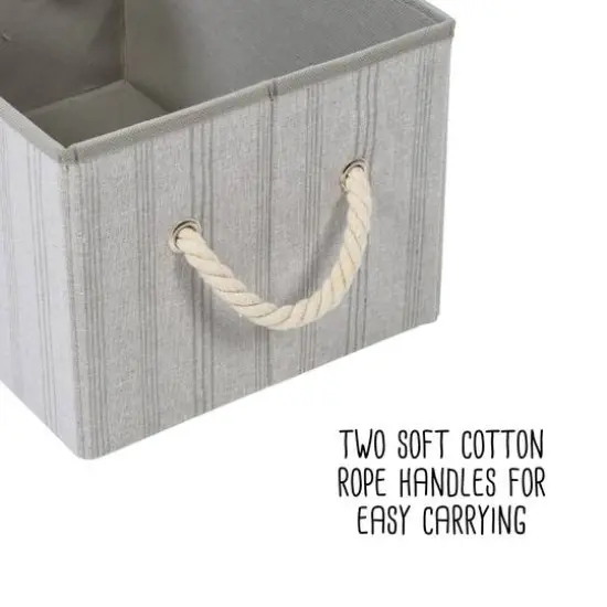 Honey Can Do Gray Stripes Large Collapsible Fabric Storage Bins with Handles, 3ct. {4}