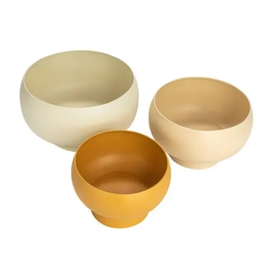 Hello Honey&reg; Beige, Ivory & Mustard Decorative Metal Footed Planter Set {6}