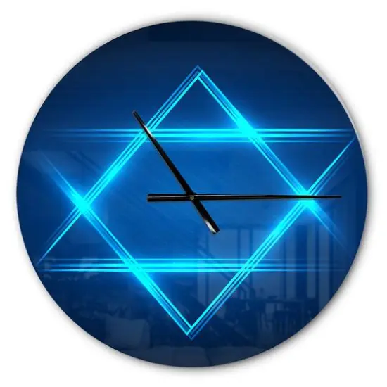 Designart Neon Star of David Modern Wall Clock {1}
