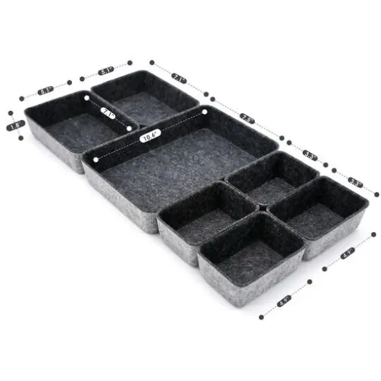 Welaxy Felt 7 Piece Drawer Organizer Tray Set Charcoal {8}