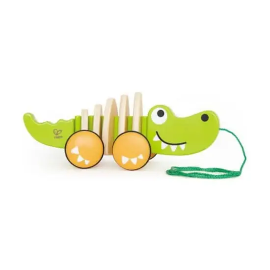 Hape Walk-A-Long Croc Wooden Toddler Pull Toy {1}