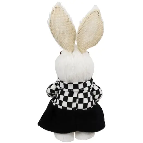 10" Girl Easter Rabbit Figurine in Checkered Dress {7}