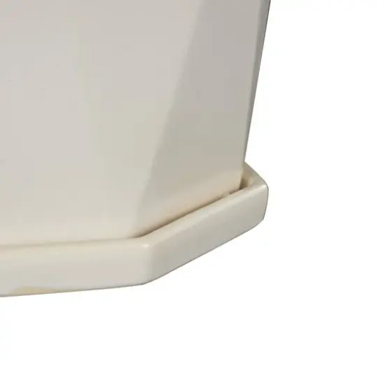 White Faceted Ceramic Planter Set {6}