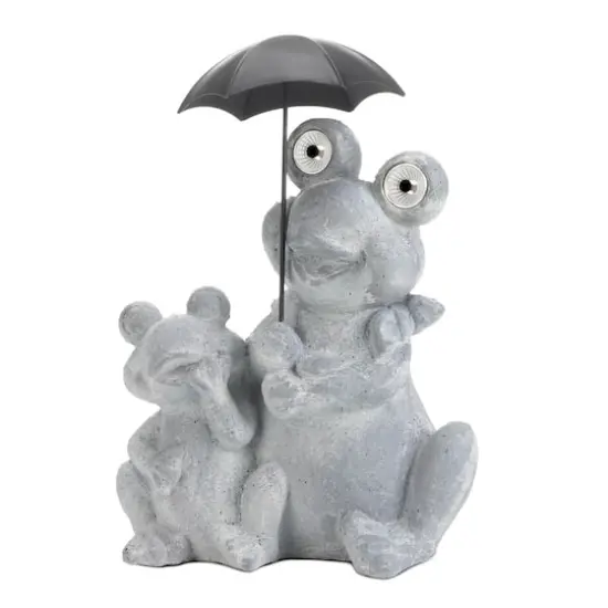 16" Solar Frogs Under Umbrella Decoration {1}