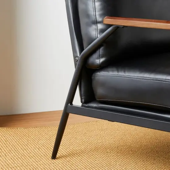 Glitzhome&reg; 28" Modern Black Faux Leather Accent Armchair {4}