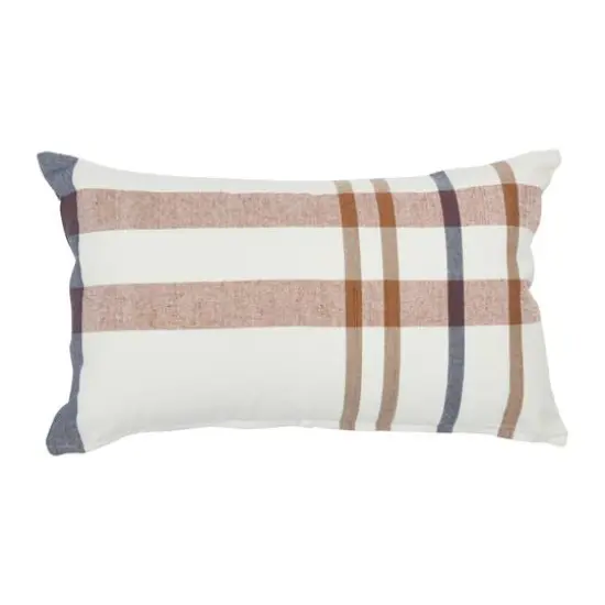 20'' Plaid Cotton Lumbar Pillow Cover {1}